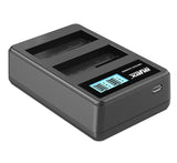 USB Dual Ladegerät für Canon LP-E8 Akkus beleuchtetes Display Ladestandanzeige