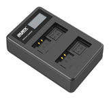 USB Dual Ladegerät für Canon LP-E5 Akkus beleuchtetes Display Ladestandanzeige