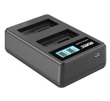 USB Dual Ladegerät für Canon LP-E5 Akkus beleuchtetes Display Ladestandanzeige