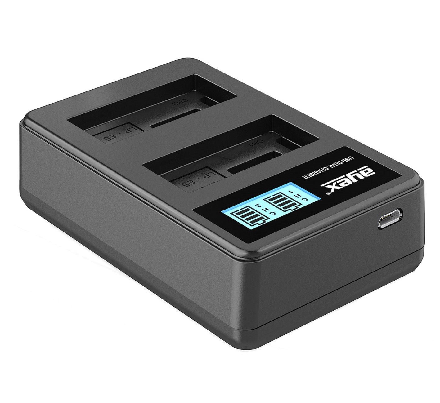 USB Dual Ladegerät für Canon LP-E5 Akkus beleuchtetes Display Ladestandanzeige