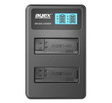 USB Dual Ladegerät für GoPro AHDBT-401 Akkus Hero 4 beleuchtetes Display Ladestandanzeige