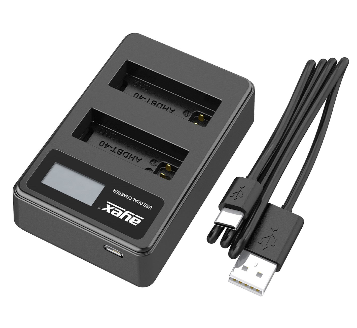 USB Dual Ladegerät für GoPro AHDBT-401 Akkus Hero 4 beleuchtetes Display Ladestandanzeige