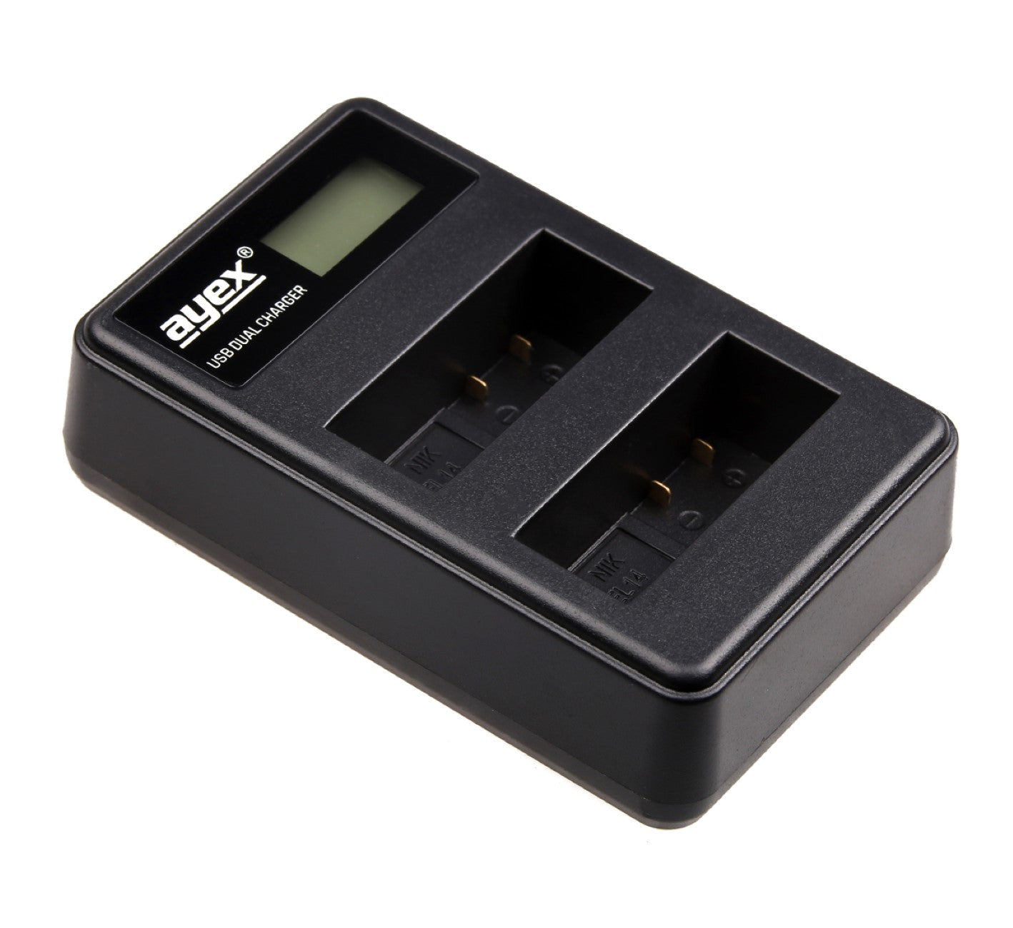 USB Dual Ladegerät für Nikon EN-EL14 Akkus beleuchtetes Display Ladestandanzeige