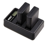 USB Dual Ladegerät für Nikon EN-EL14 Akkus beleuchtetes Display Ladestandanzeige