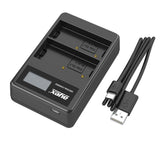 USB Dual Ladegerät für Olympus BLH-1 Akkus beleuchtetes Display Ladestandanzeige