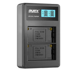 USB Dual Ladegerät für Sony NP-F550 NP-FM550H NP-FM50 Akkus beleuchtetes Display Ladestandanzeige