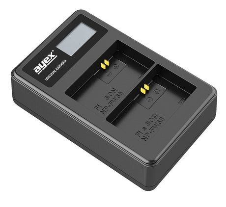 USB Dual Ladegerät für Sony NP-FW50 Akkus beleuchtetes Display Ladestandanzeige