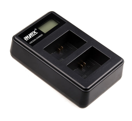 USB Dual Ladegerät für Sony NP-FW50 Akkus beleuchtetes Display Ladestandanzeige