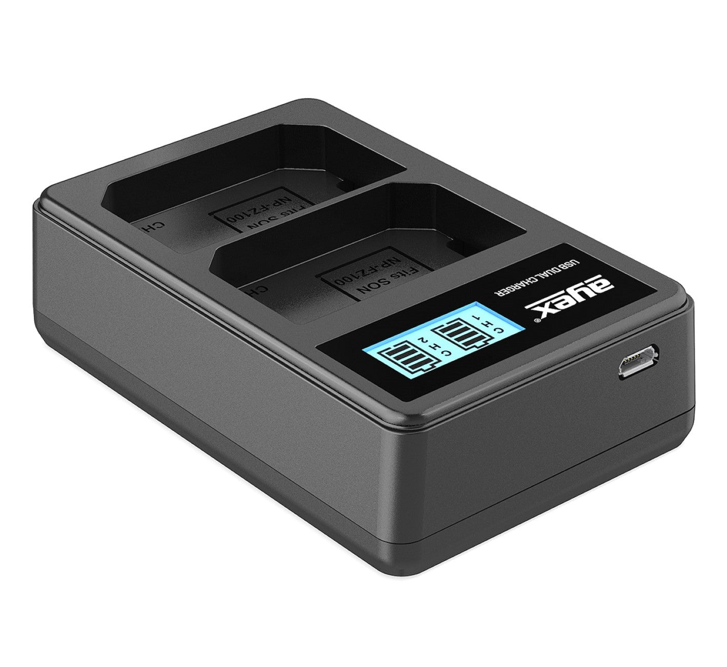 USB Dual Ladegerät für Sony NP-FZ100 Akkus beleuchtetes Display Ladestandanzeige