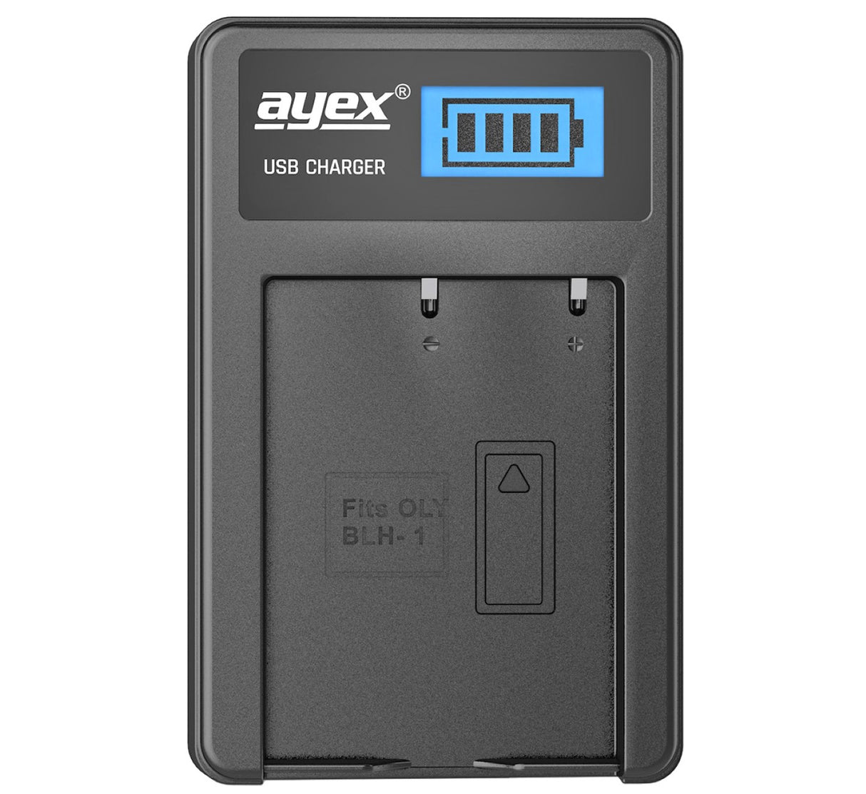 USB Ladegerät für Olympus BLH1 Akkus beleuchtetes Display Ladestandanzeige
