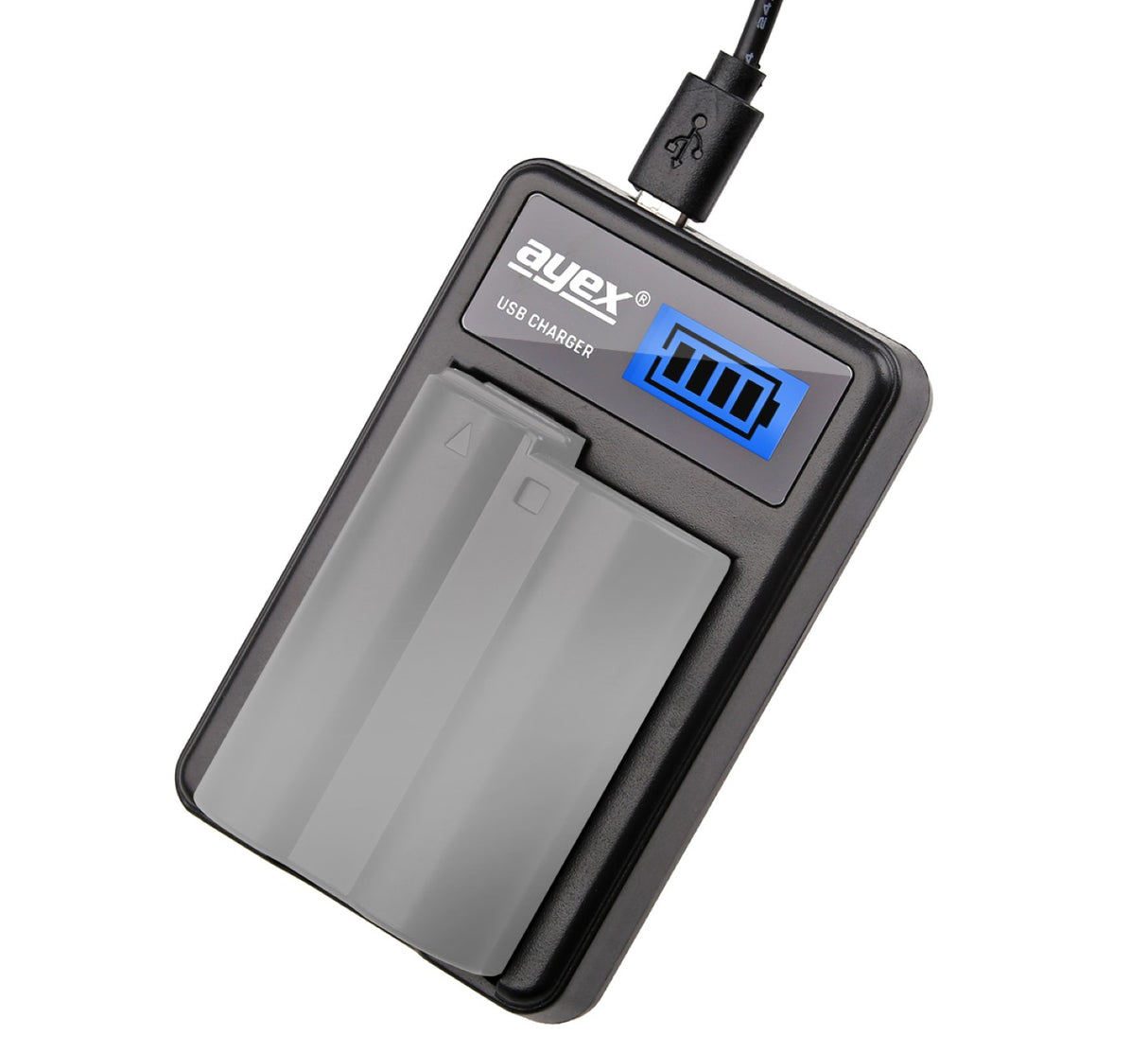 USB Ladegerät für Olympus BLH1 Akkus beleuchtetes Display Ladestandanzeige