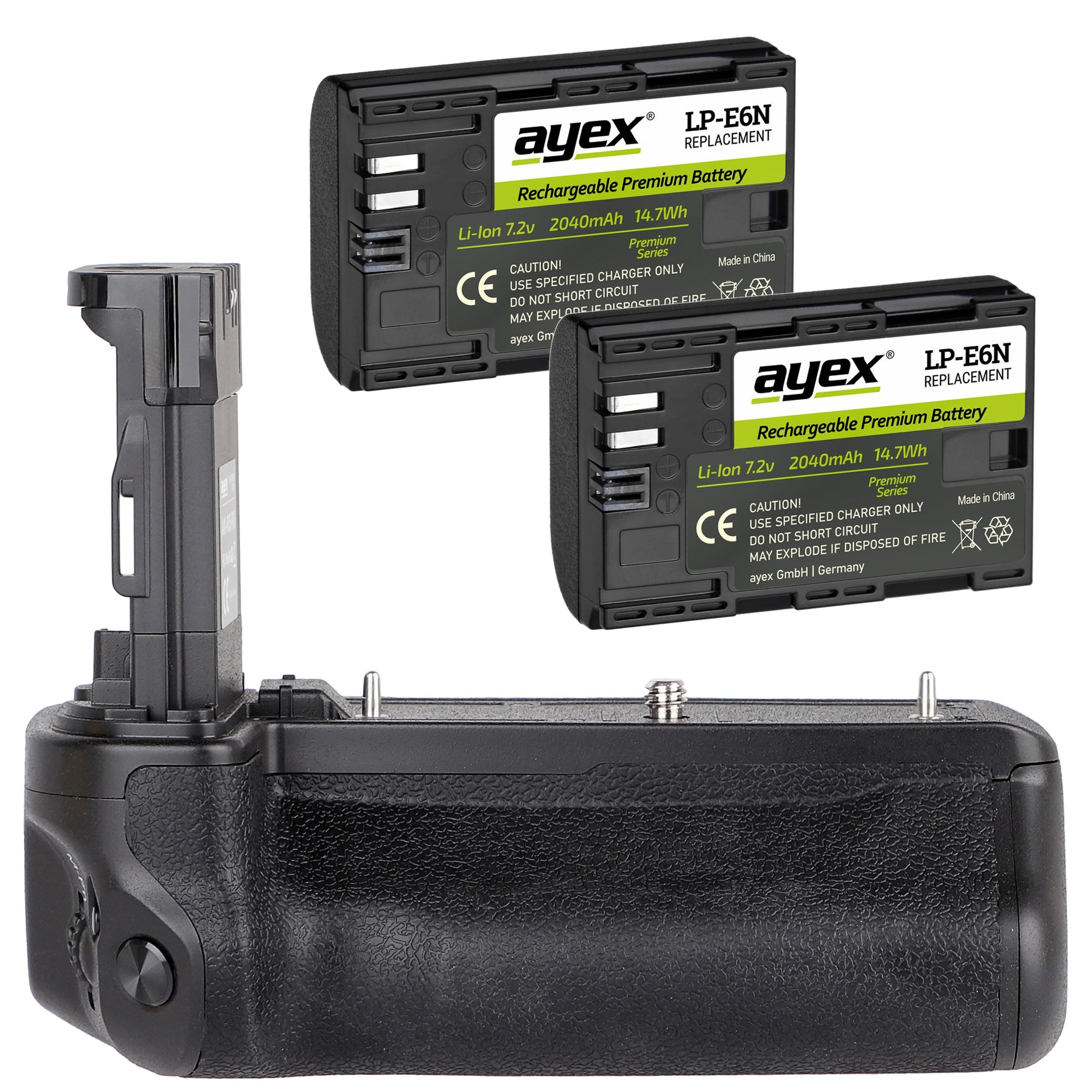 Batteriegriff Set für Canon EOS R5 R6 wie BG-R10 + 2x LP-E6N Akkus kompakter Handgriff
