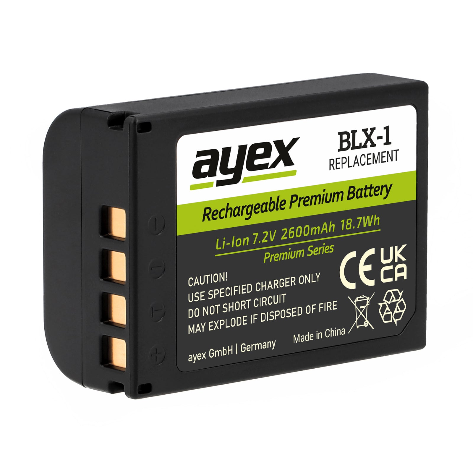 ayex BLX-1 Akku Premium Series Ersatzakku für OM System OM-1 OM-3 OM-1 Mark II