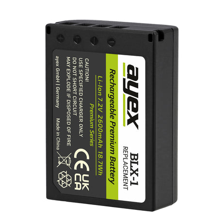 ayex BLX-1 Akku Premium Series Ersatzakku für OM System OM-1 OM-3 OM-1 Mark II