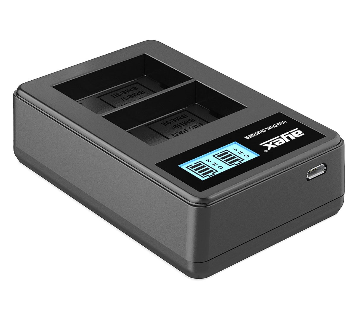 USB Dual Ladegerät für Panasonic DMW-BMB9 DMW-BMB9E Akkus beleuchtetes Display Ladestandanzeige