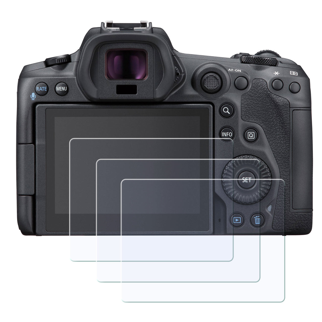 Display-Schutzglas für Canon EOS R5, R5 Mark II, R5 C, R1, R3 – 0,3 mm 9H gehärtetes Glas 3 Stück