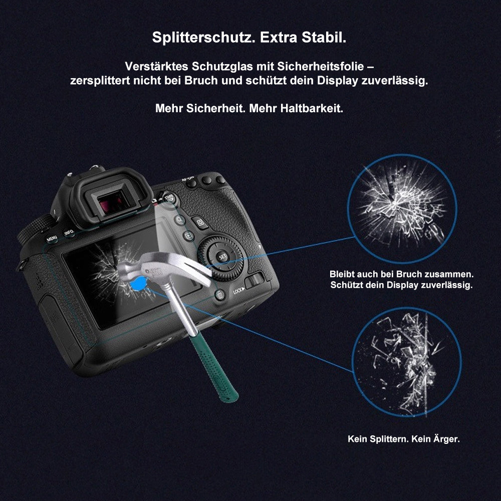 Display-Schutzglas für Canon EOS 70D, 80D, 90D, 7D Mark II, 6D Mark II – 0,3 mm 9H gehärtetes Glas 3 Stück