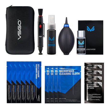 VSGO Professionelles Kamera-Reinigungsset für APS-C Sensoren, Objektive & Displays, DKL-20 Travel Cleaning Kit Pro (Grau)