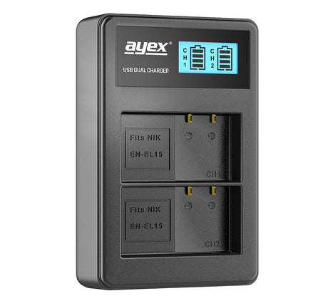 Batteriegriff Set für Nikon D750 wie MB-D16 + 2x EN-EL15B Akku + 1x USB Dual Ladegerät