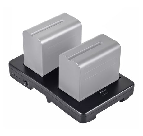 Adapter Platte für 2 Sony Akkus Typ NP-F970 F770 F570 Zeitgleich sicher & schnell Akkus wieder aufladen