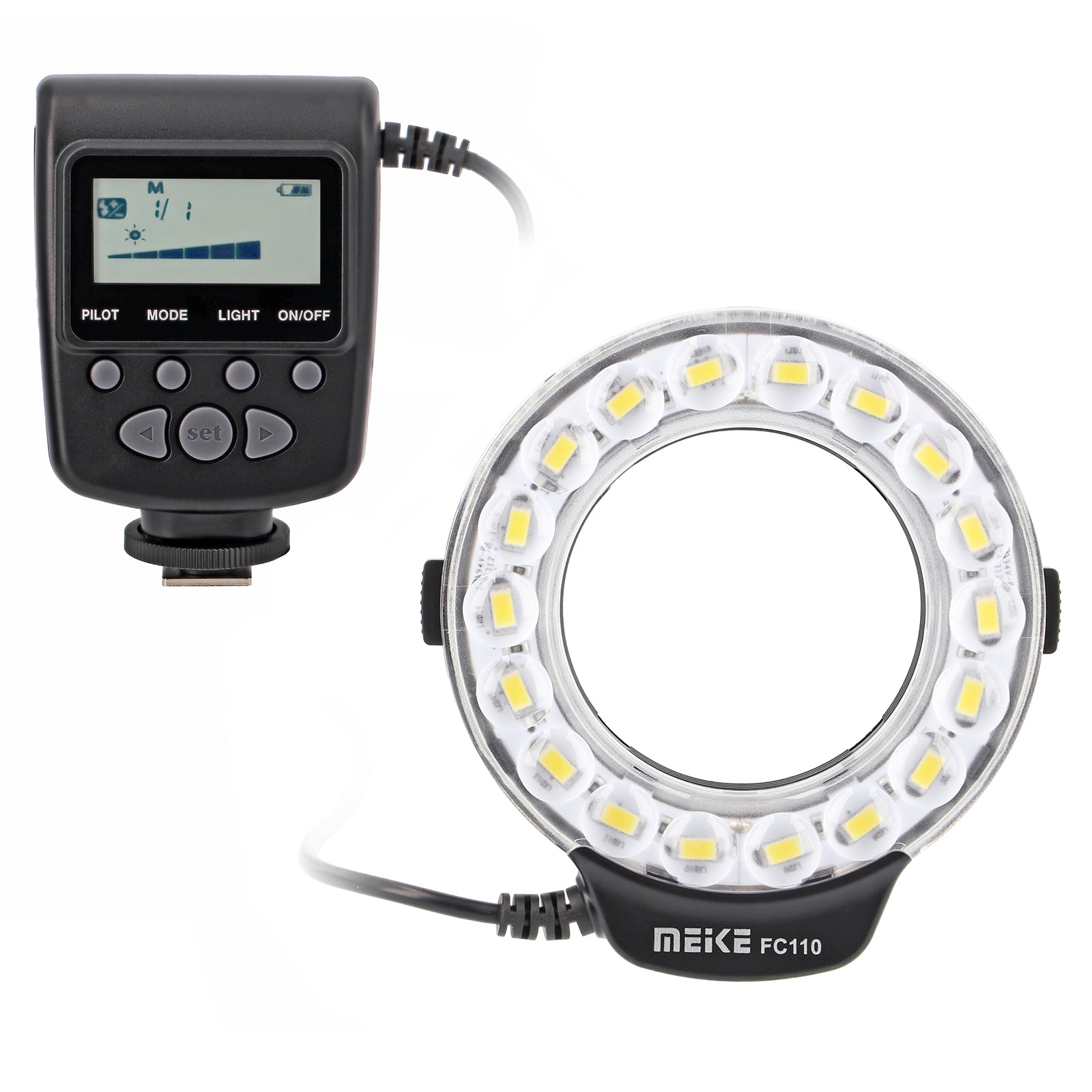 Makro Ringblitz Ringleuchte für Olympus Panasonic DSLR SLR Kameras FC-110 Blitz & Dauerlicht auch für Videoaufnahmen