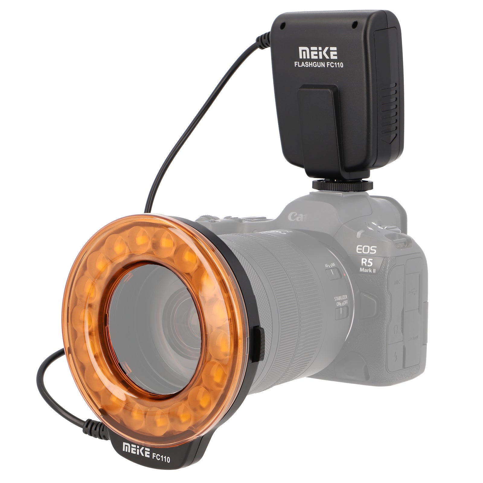 Makro Ringblitz Ringleuchte für Olympus Panasonic DSLR SLR Kameras FC-110 Blitz & Dauerlicht auch für Videoaufnahmen
