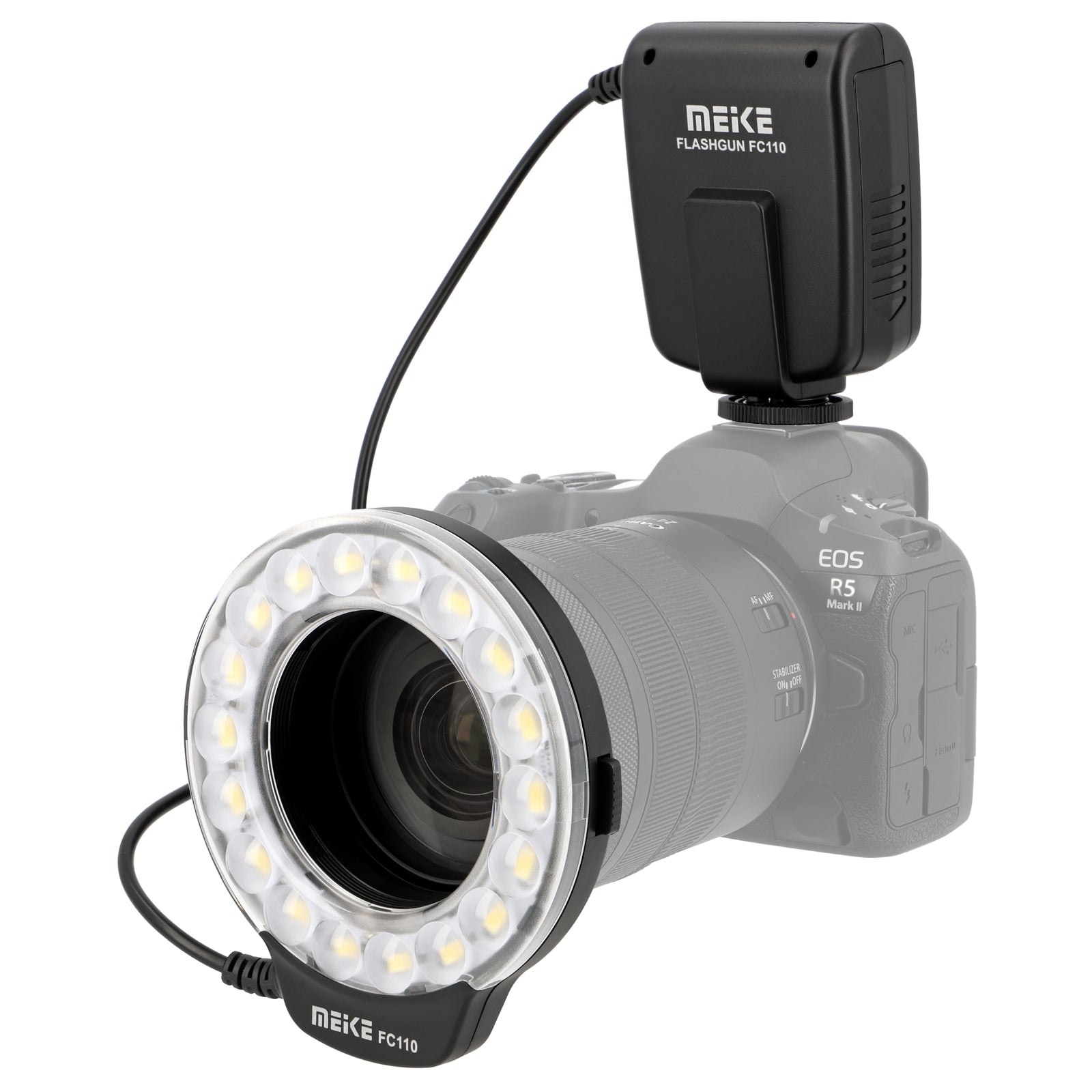 Makro Ringblitz Ringleuchte für Canon EOS DSLR SLR Kameras FC-110 Blitz & Dauerlicht auch für Videoaufnahmen