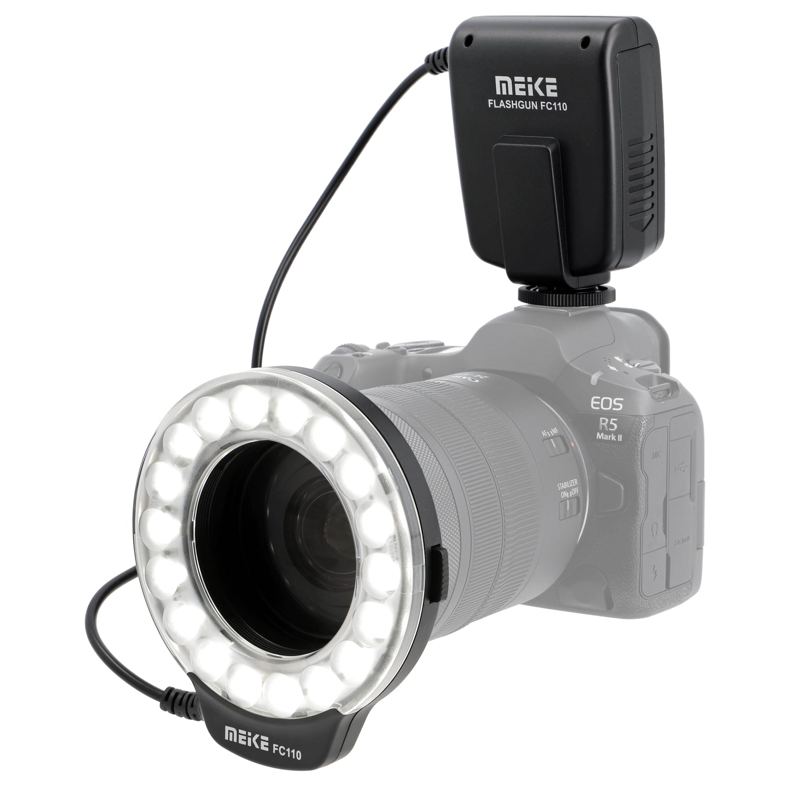 Makro Ringblitz Ringleuchte für Canon EOS DSLR SLR Kameras FC-110 Blitz & Dauerlicht auch für Videoaufnahmen