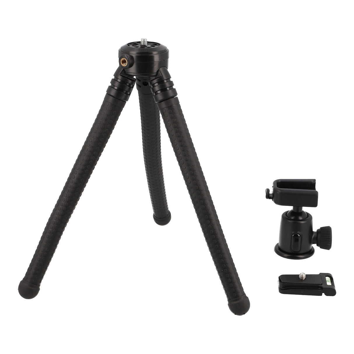 Flexibles 2-in-1 Tischstativ & Selfie-Pod mit Kugelkopf - Biegsame Beine & 1/4"-Anschlüsse