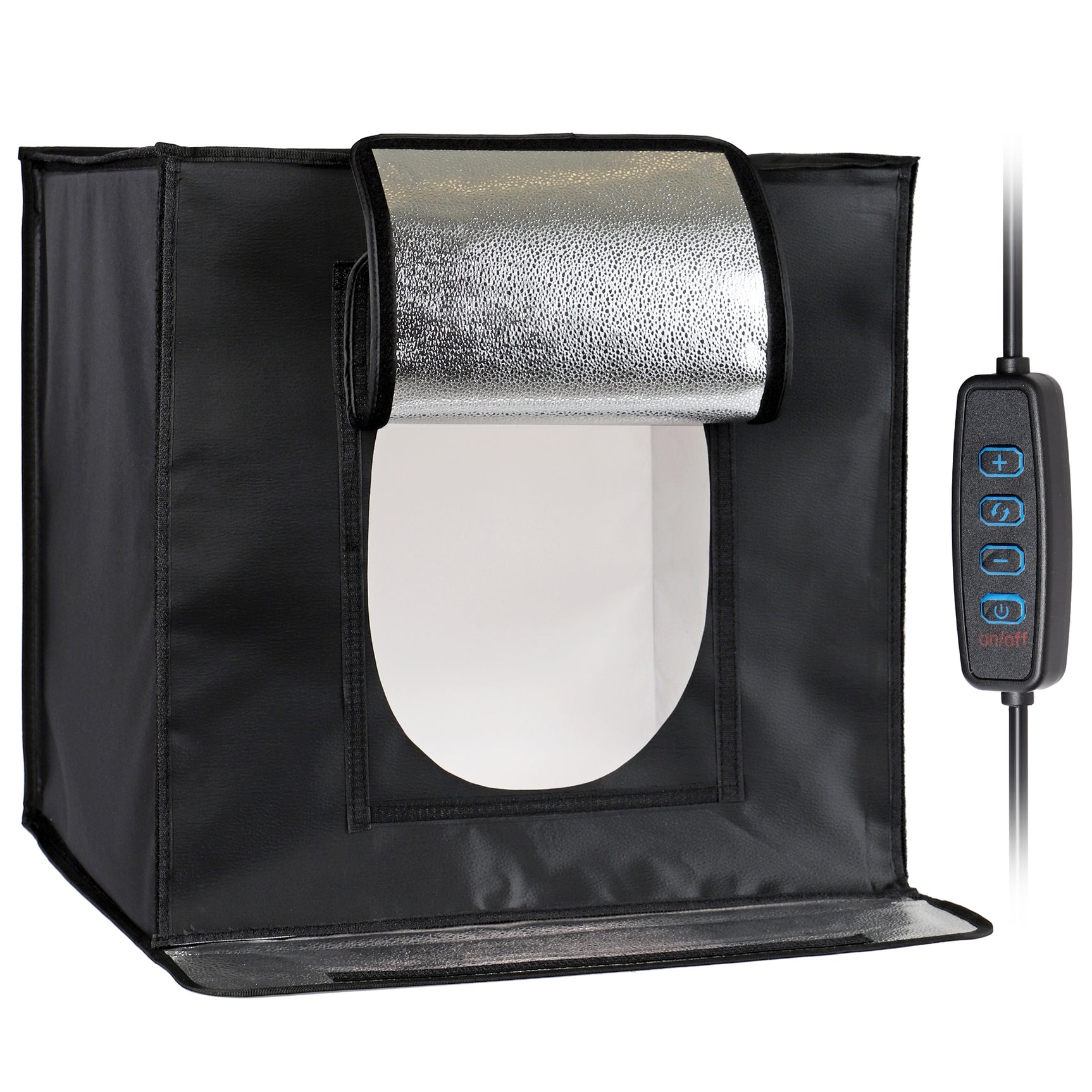 ayex Fotostudio Set Foto Box mit LED Licht und Hintergrund-Folie, optimal für Produktfotografie
