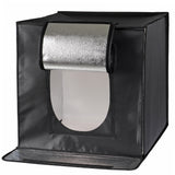 ayex Fotostudio Set Foto Box mit LED Licht und Hintergrund-Folie, optimal für Produktfotografie