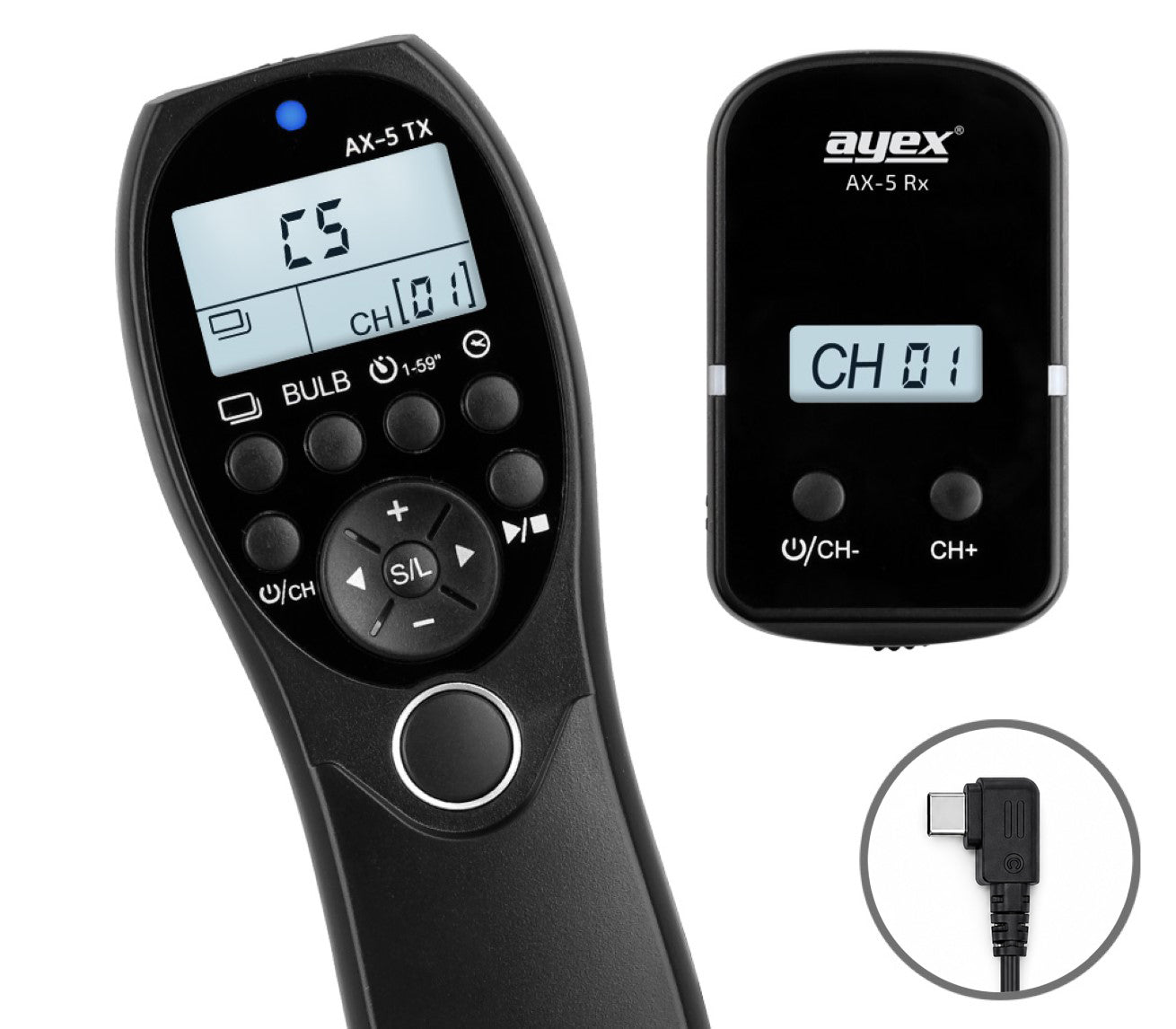 Funk Timer Fernauslöser AX-5 USB-C für Sony Alpha 7C II 7C R 7 V A6700 Intervall Timelapse Bulb Serienaufnahme