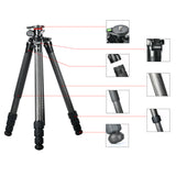 JUSINO Flexibles Karbon-Stativ max. 170cm bis 18Kg belastbar neigbare & entfernbare Mittelsäule