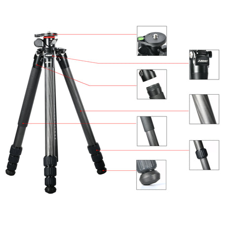 JUSINO Flexibles Karbon-Stativ max. 170cm bis 18Kg belastbar neigbare & entfernbare Mittelsäule