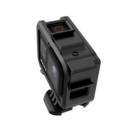 Schutzgehäuse Schutzrahmen Cage Für GoPro Hero 8 - Stabiler Cage mit 2 Blitzschuhen und Schieberahmen, Aluminium-Legierung