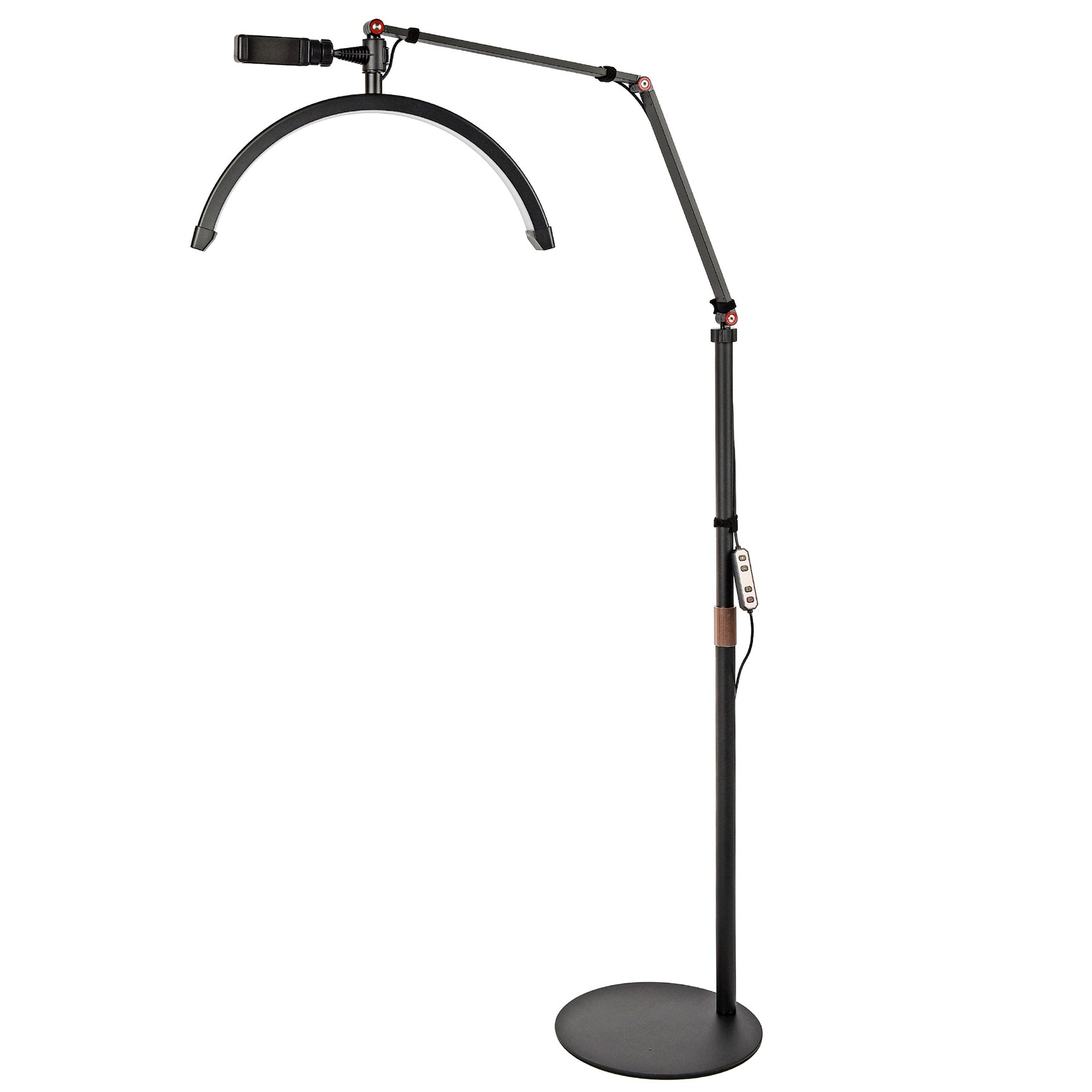 Halbmond Beauty Light 20W LED Kosmetiklicht dimmbar 360° drehbar Telefonhalter Stativ