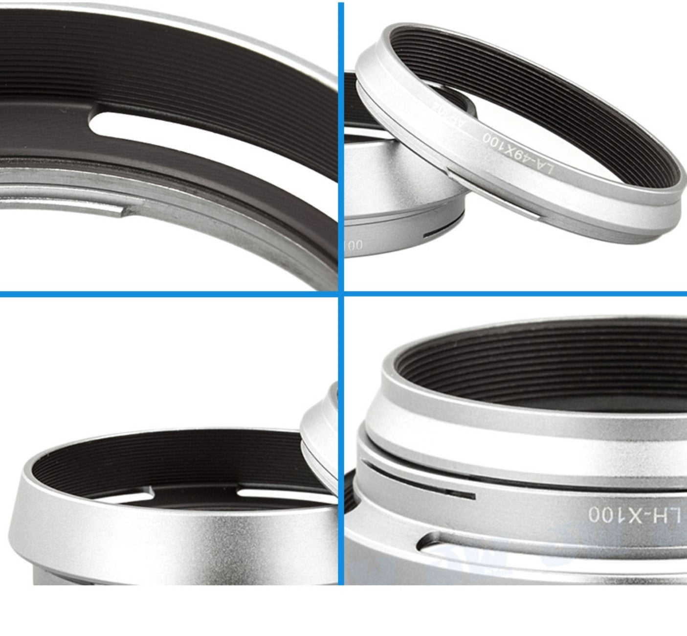 Gegenlichtblende mit Adapterring für FUJI X100 Serie ersetzt LH-X100 Silber