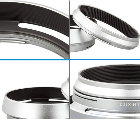 Gegenlichtblende mit Adapterring für FUJI X100 Serie ersetzt LH-X100 Silber