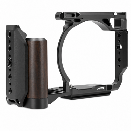 ayex Kamera-Cage kompatibel mit Nikon ZR mit Holzoptik-Griff und Arca-Profil