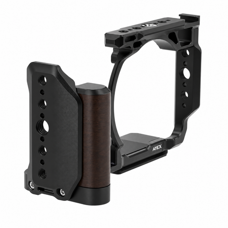 ayex Kamera-Cage kompatibel mit Nikon ZR mit Holzoptik-Griff und Arca-Profil