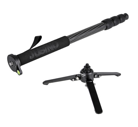 JUSINO Karbon Monopod Standspinne Tischstativ-Funktion bis 164cm 10kg Schnellspann-Clips VM-284C