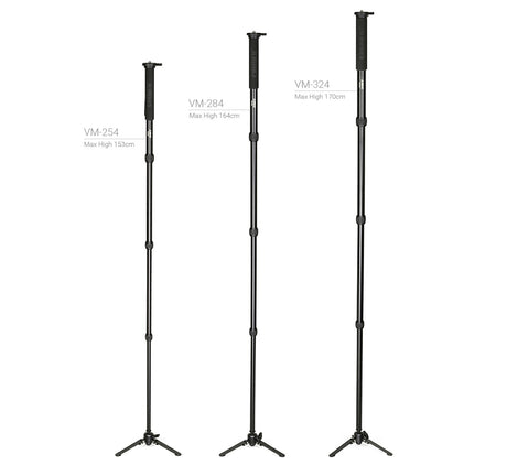 JUSINO Monopod mit abnehmbarem Fuß Tischstativ Schnelldrehverschlüsse bis 170cm 12kg VM-324