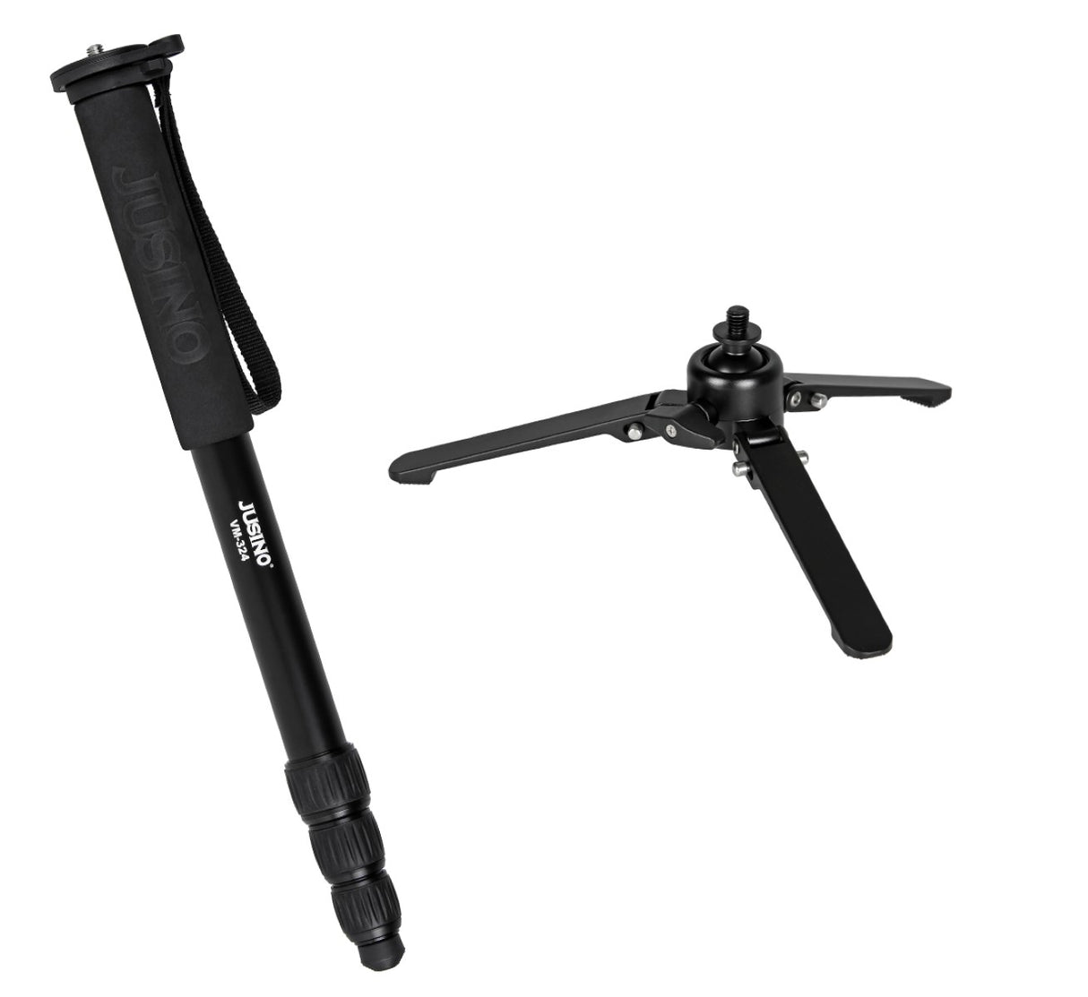 JUSINO Monopod mit abnehmbarem Fuß Tischstativ Schnelldrehverschlüsse bis 170cm 12kg VM-324