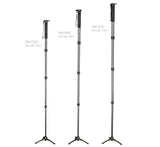 JUSINO Karbon Monopod mit abnehmbarem Fuß Tischstativ Schnelldrehverschlüsse bis 170cm 12kg VM-324C