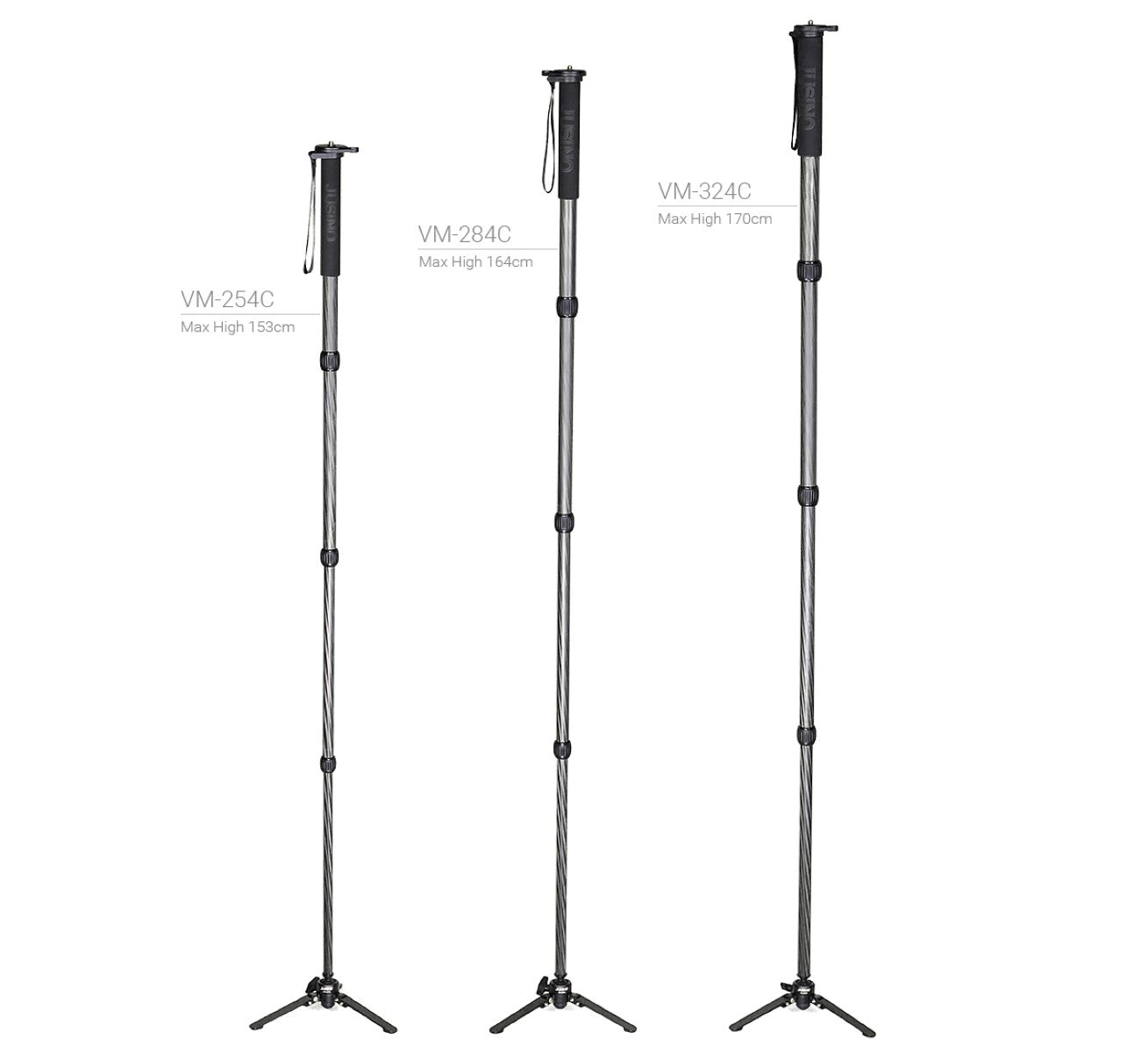 JUSINO Karbon Monopod mit abnehmbarem Fuß Tischstativ Schnelldrehverschlüsse bis 170cm 12kg VM-324C