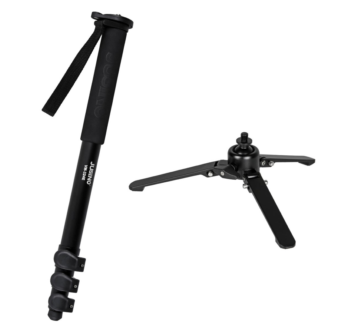 JUSINO Monopod mit abnehmbarem Fuß Tischstativ Schnellspann-Clips bis 170cm 12kg VM-324E
