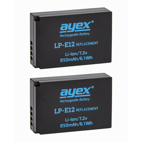ayex Power Set mit 2x LP-E12 Akku für Canon + 1x USB Dual Ladegerät zB EOS M M200