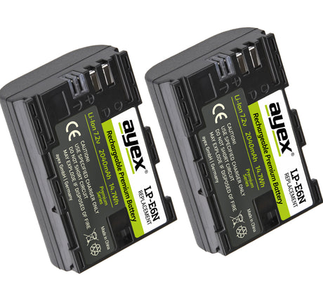LP-E6N Akku 2er Set für zB Canon EOS R 5D Mark IV 6D Mark II 7D Mark II 80D 90D 2040mAh