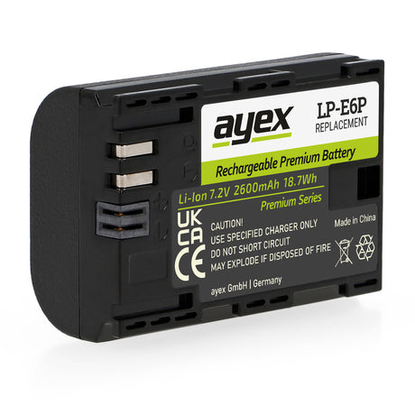 ayex LP-E6P Akku 2600mAh für Canon EOS R5 Mark II, R6, R7, R5, 5D Mark IV