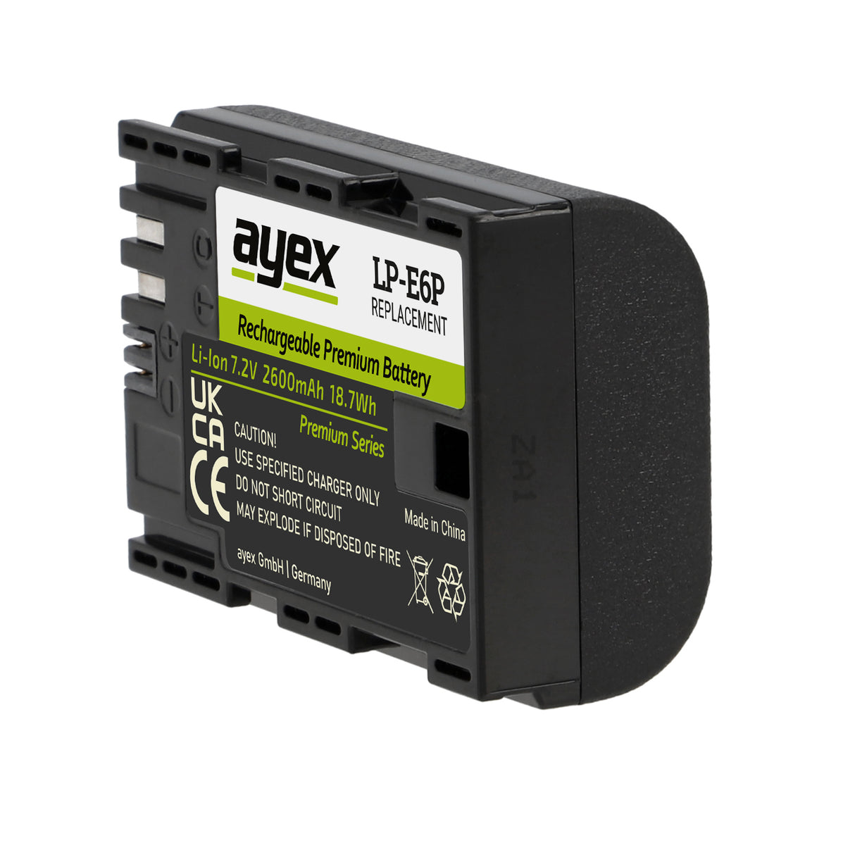ayex LP-E6P Akku 2600mAh für Canon EOS R5 Mark II, R6, R7, R5, 5D Mark IV